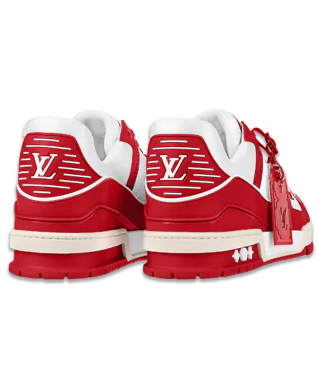 LOUIS VUITTON Красные кожаные низкие кроссовки / кеды, фото 4