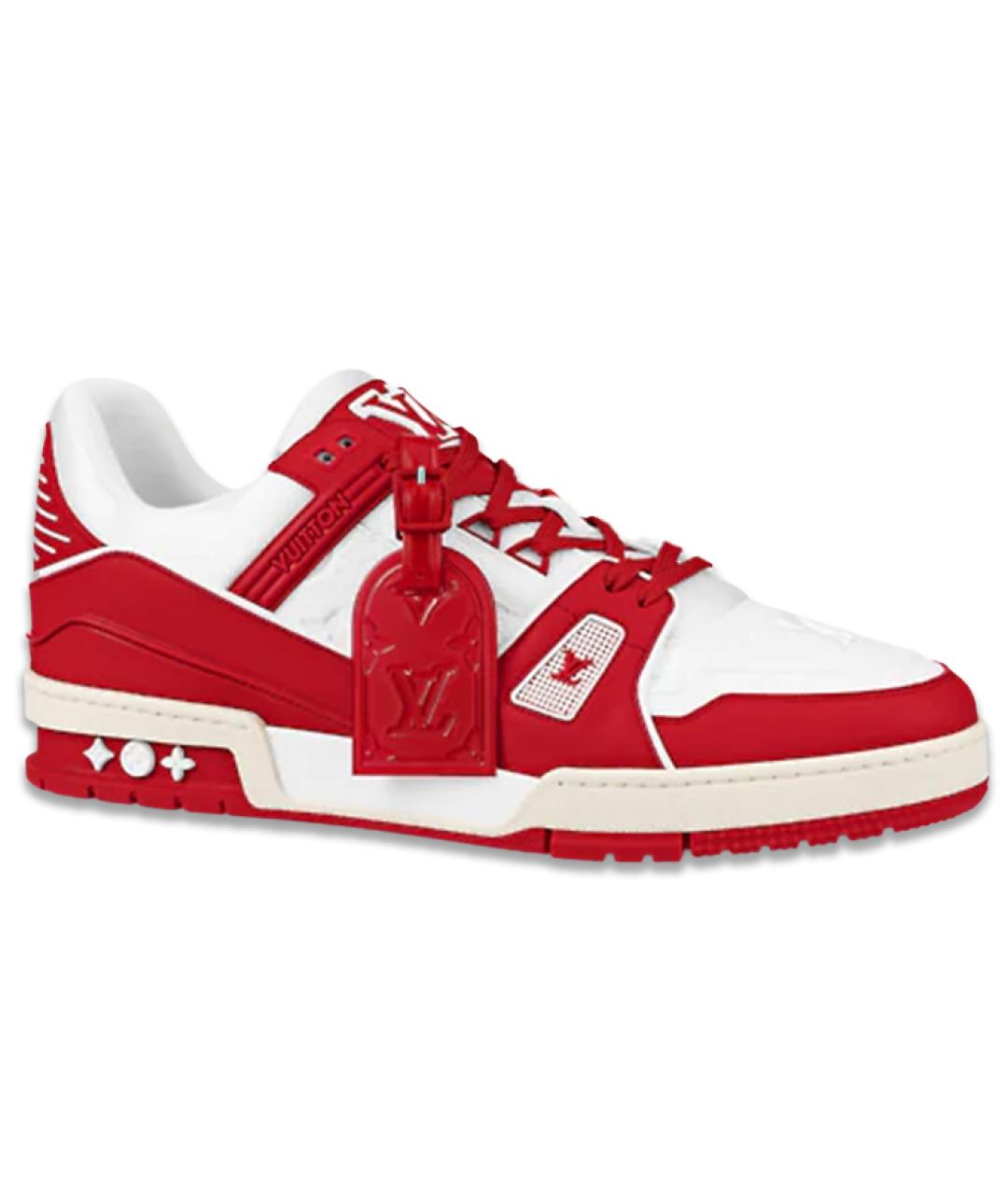 LOUIS VUITTON Красные кожаные низкие кроссовки / кеды, фото 1