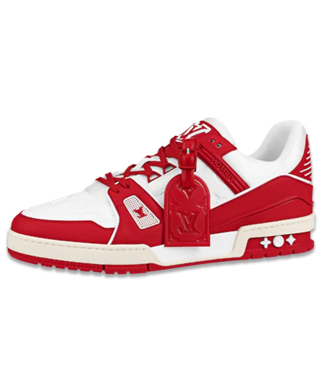 LOUIS VUITTON Красные кожаные низкие кроссовки / кеды, фото 2