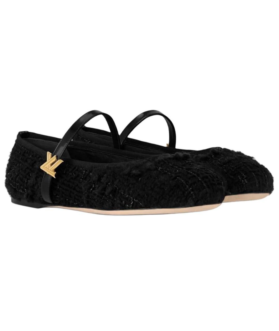 LOUIS VUITTON Черные кожаные балетки, фото 3
