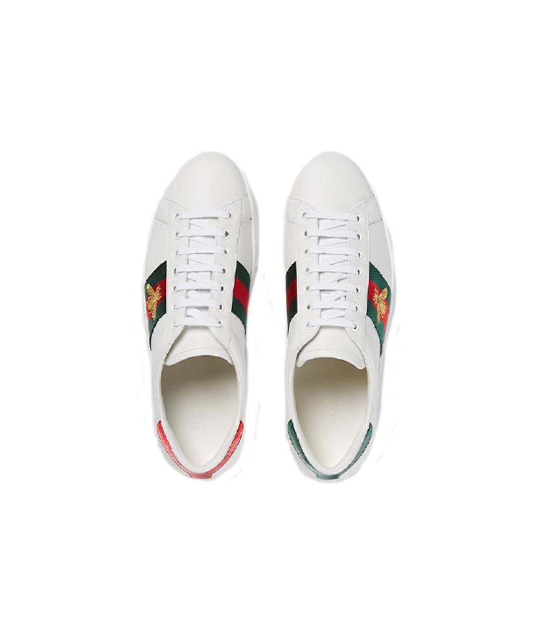 GUCCI Белые кожаные низкие кроссовки / кеды, фото 3