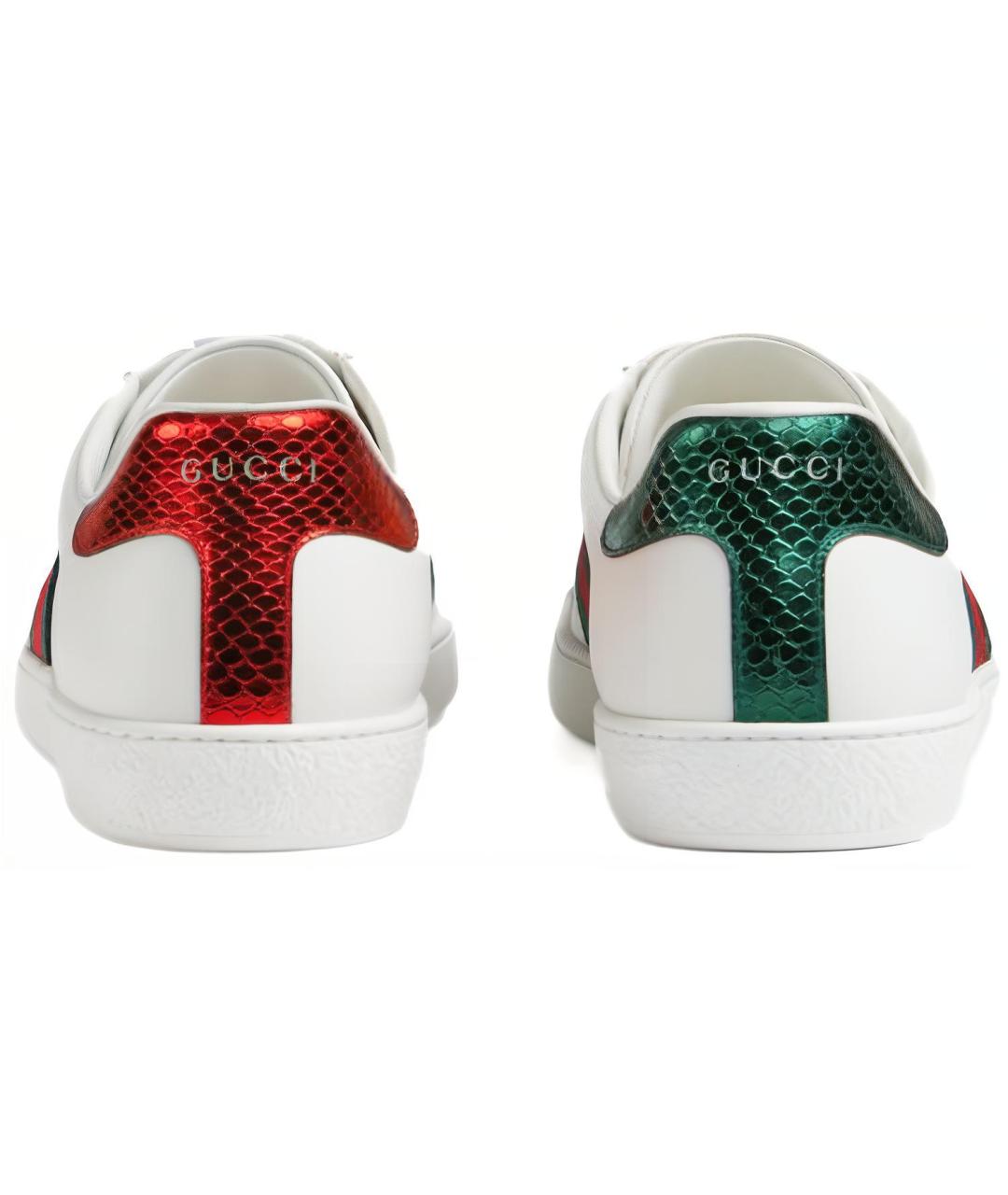 GUCCI Белые кожаные низкие кроссовки / кеды, фото 4