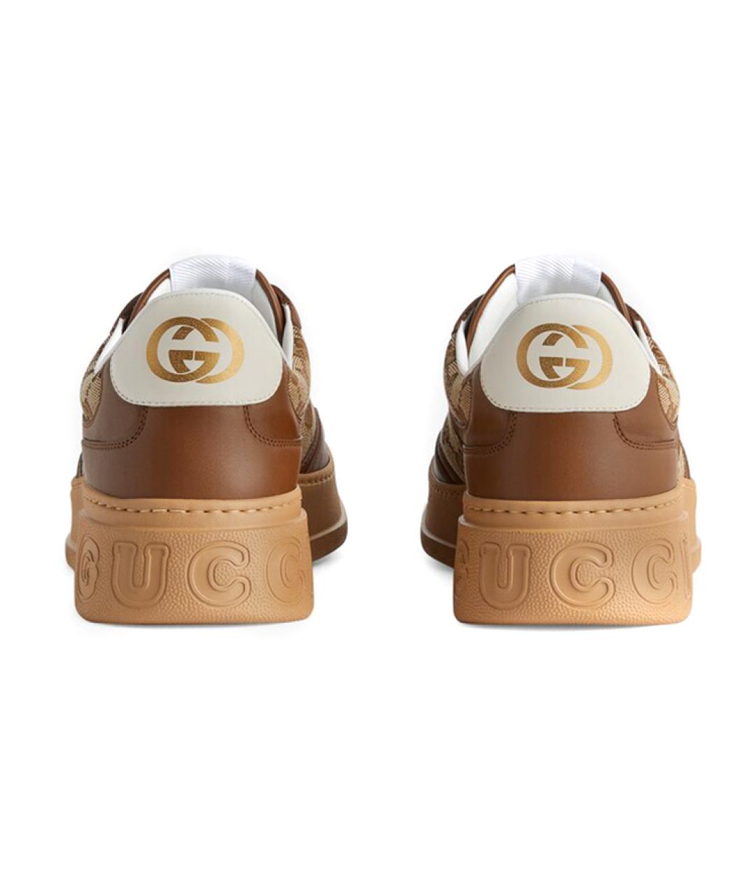GUCCI Коричневые кожаные низкие кроссовки / кеды, фото 4