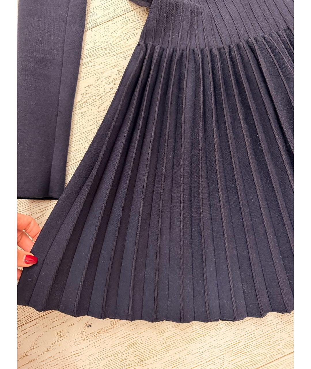 ALAIA Темно-синее шерстяное коктейльное платье, фото 4