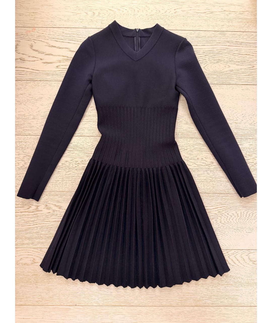 ALAIA Темно-синее шерстяное коктейльное платье, фото 9