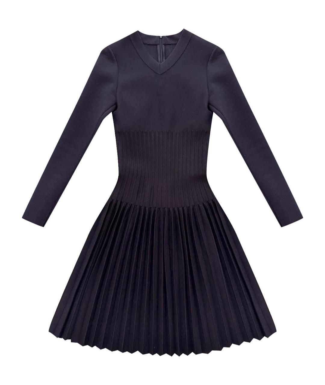 ALAIA Темно-синее шерстяное коктейльное платье, фото 1