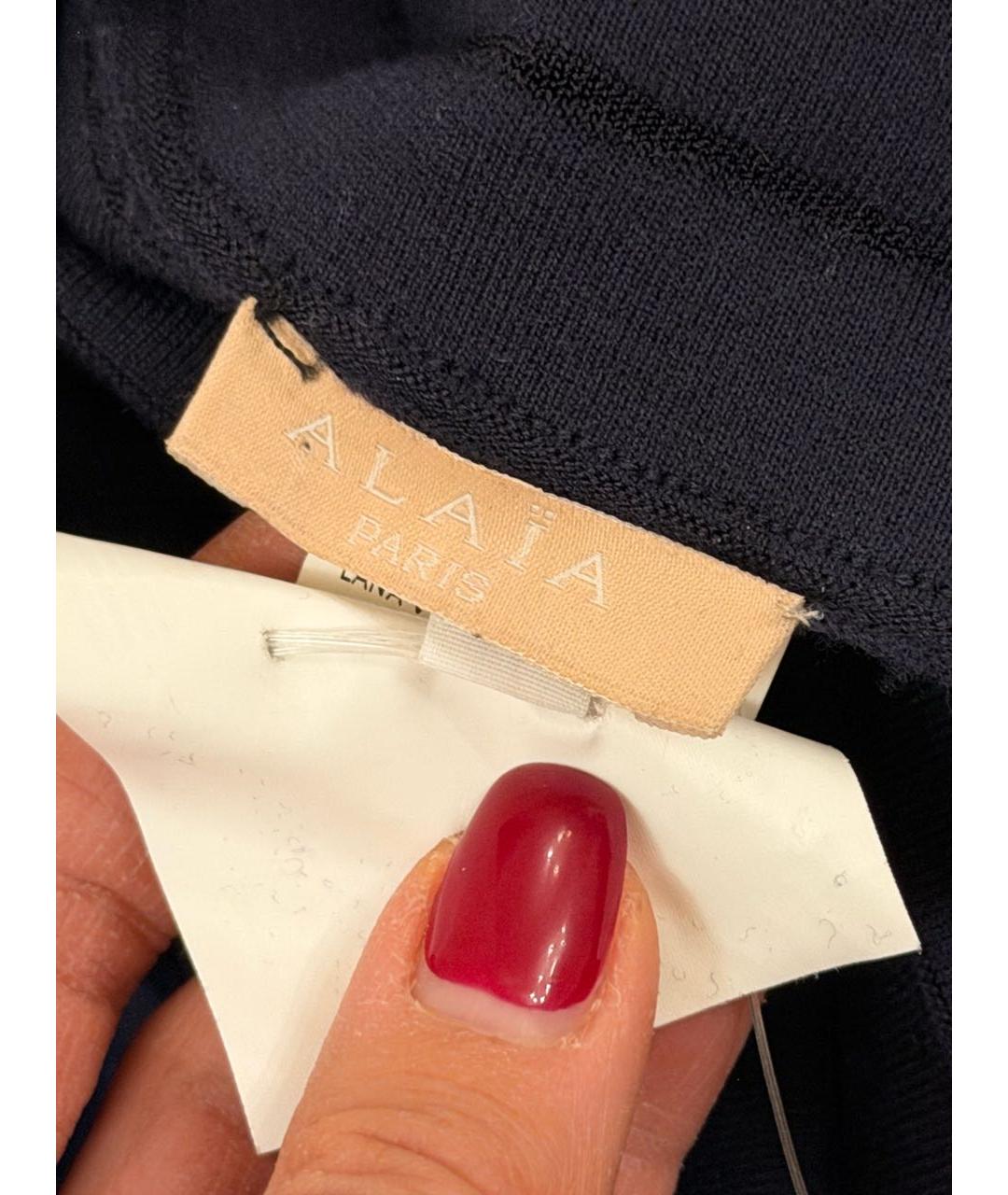 ALAIA Темно-синее шерстяное коктейльное платье, фото 6