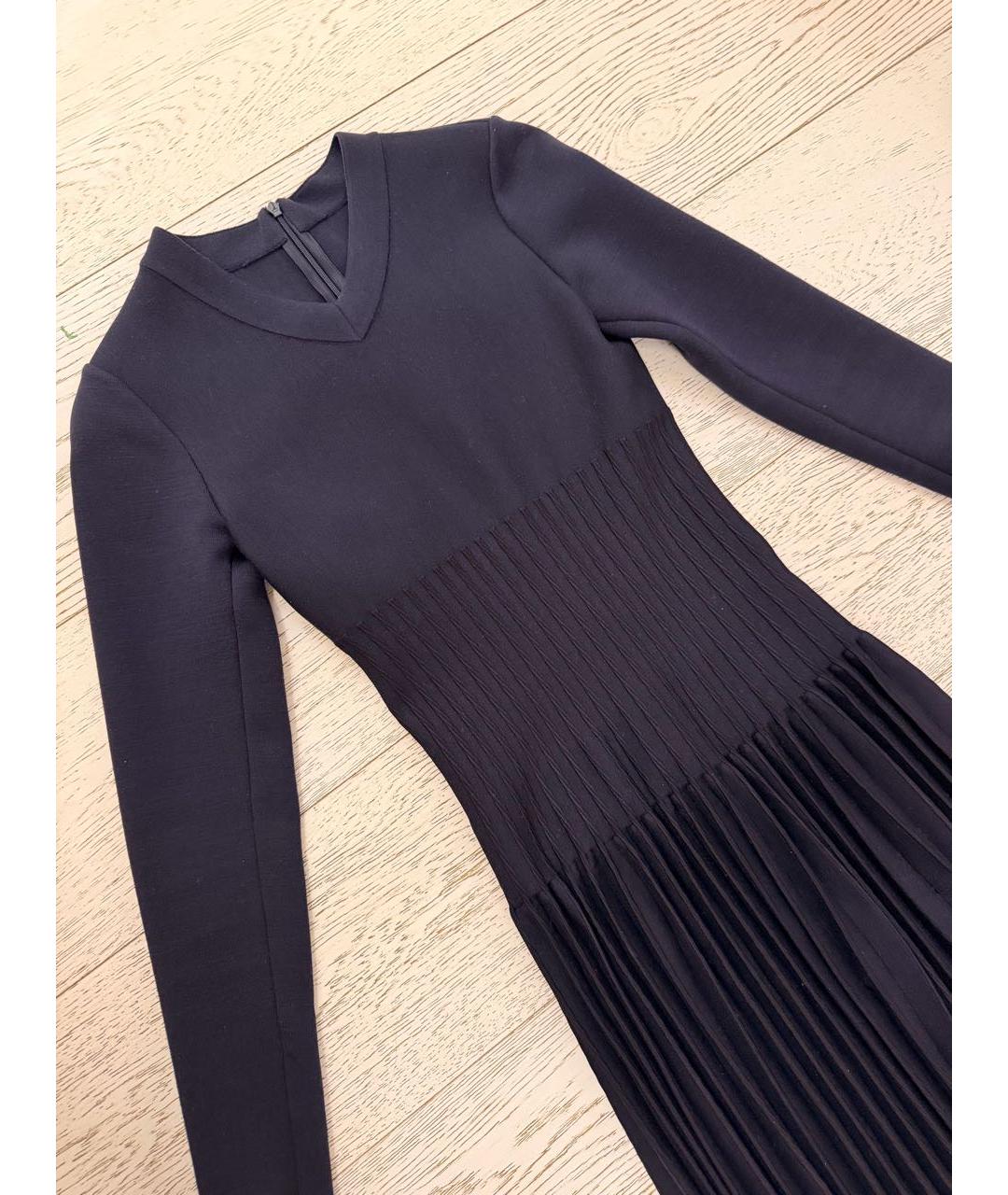 ALAIA Темно-синее шерстяное коктейльное платье, фото 2