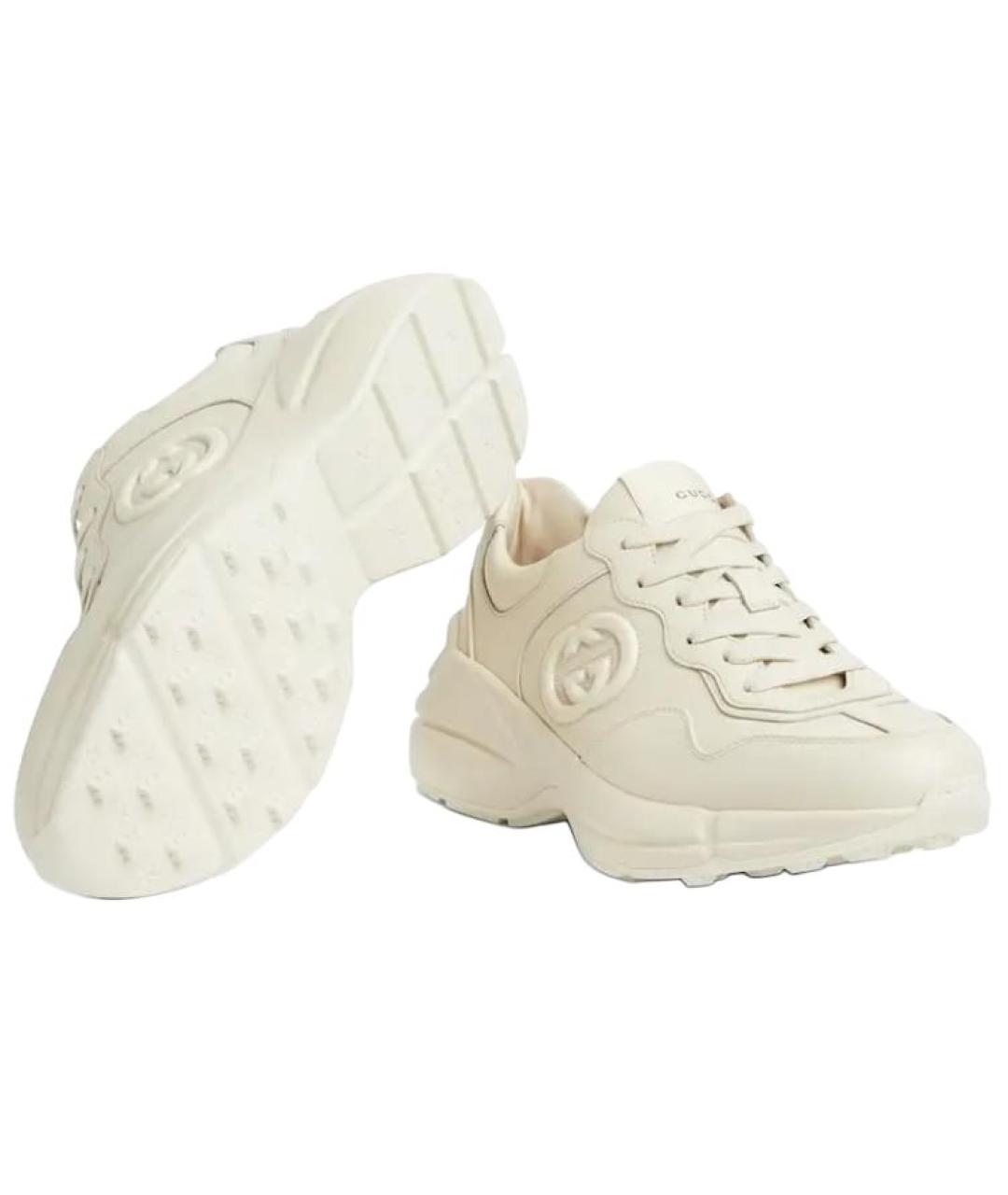 GUCCI Белые кожаные кроссовки, фото 6
