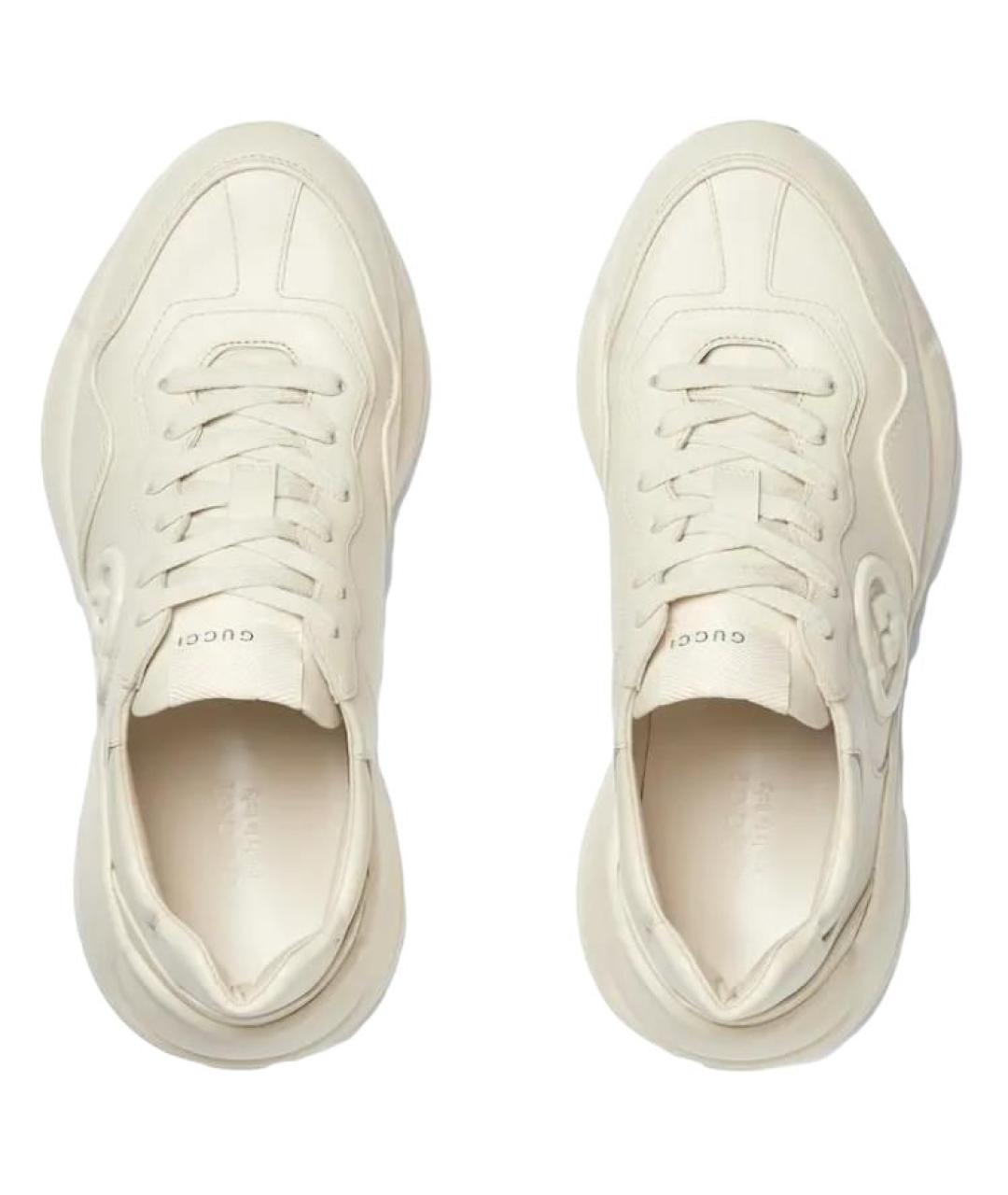 GUCCI Белые кожаные кроссовки, фото 4