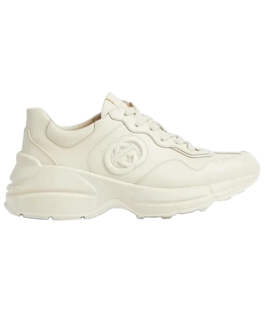 GUCCI Белые кожаные кроссовки, фото 1