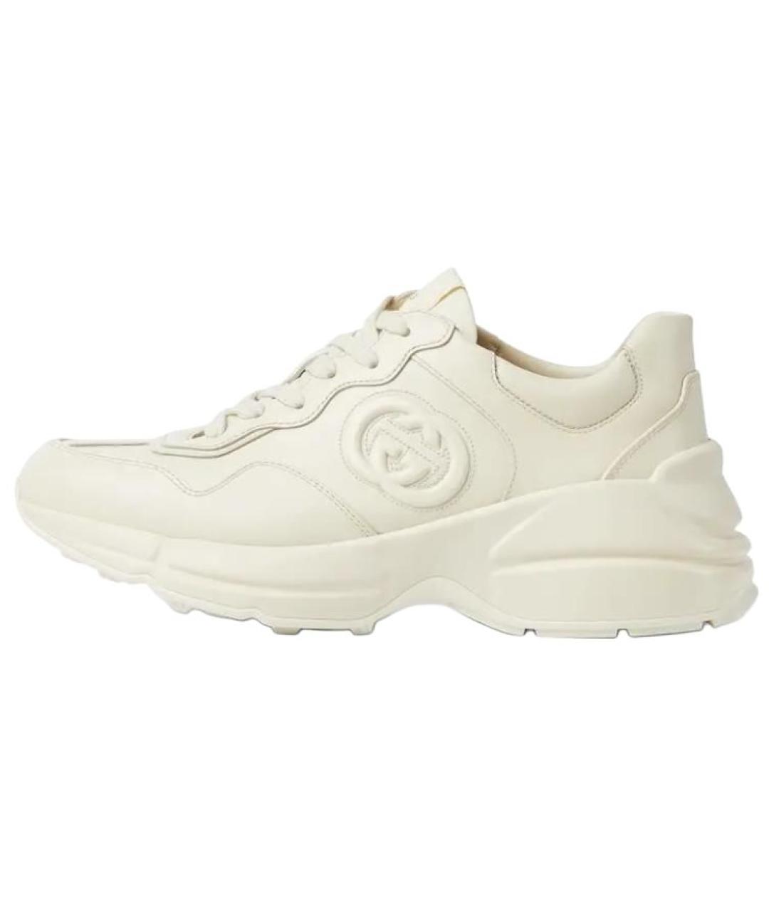 GUCCI Белые кожаные кроссовки, фото 2