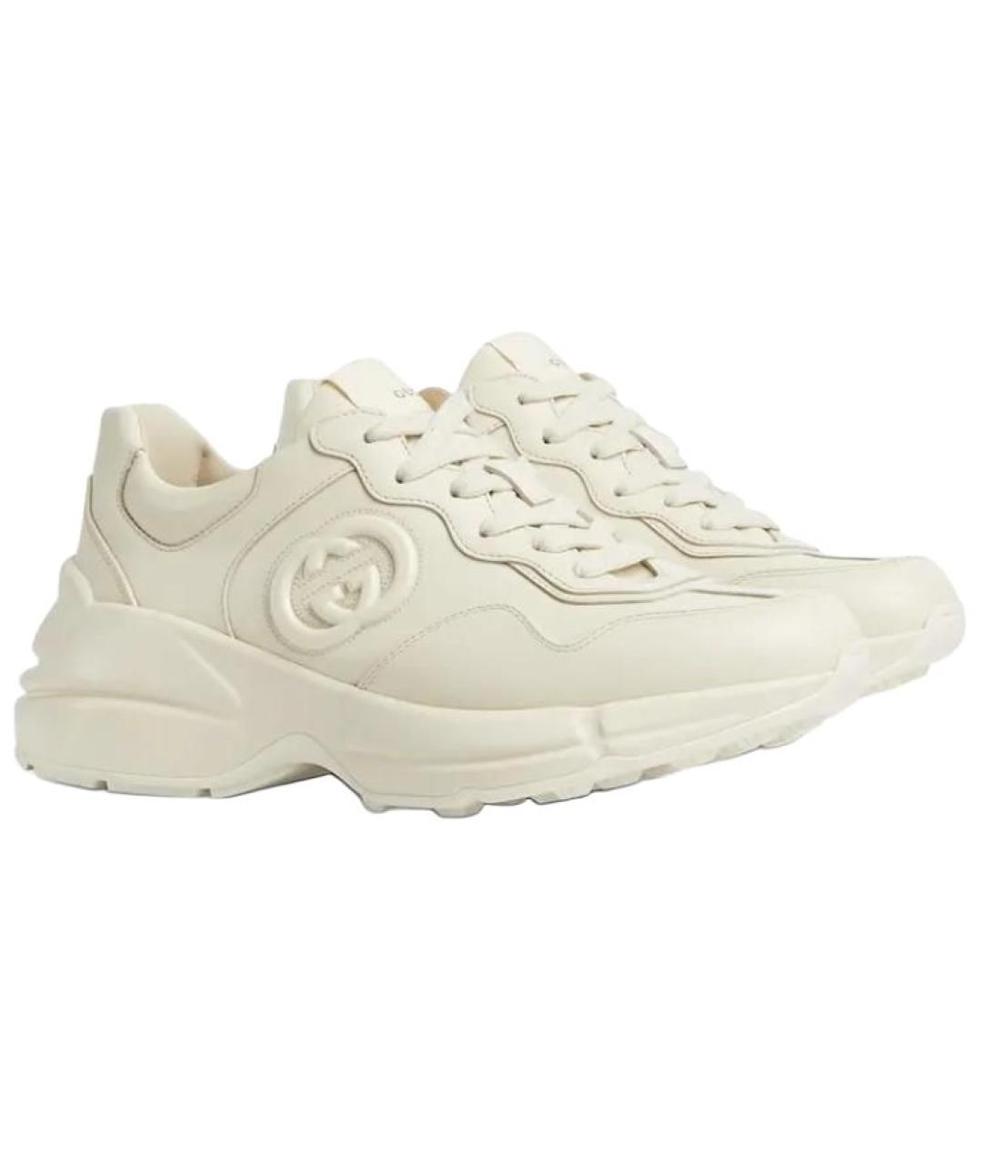 GUCCI Белые кожаные кроссовки, фото 3