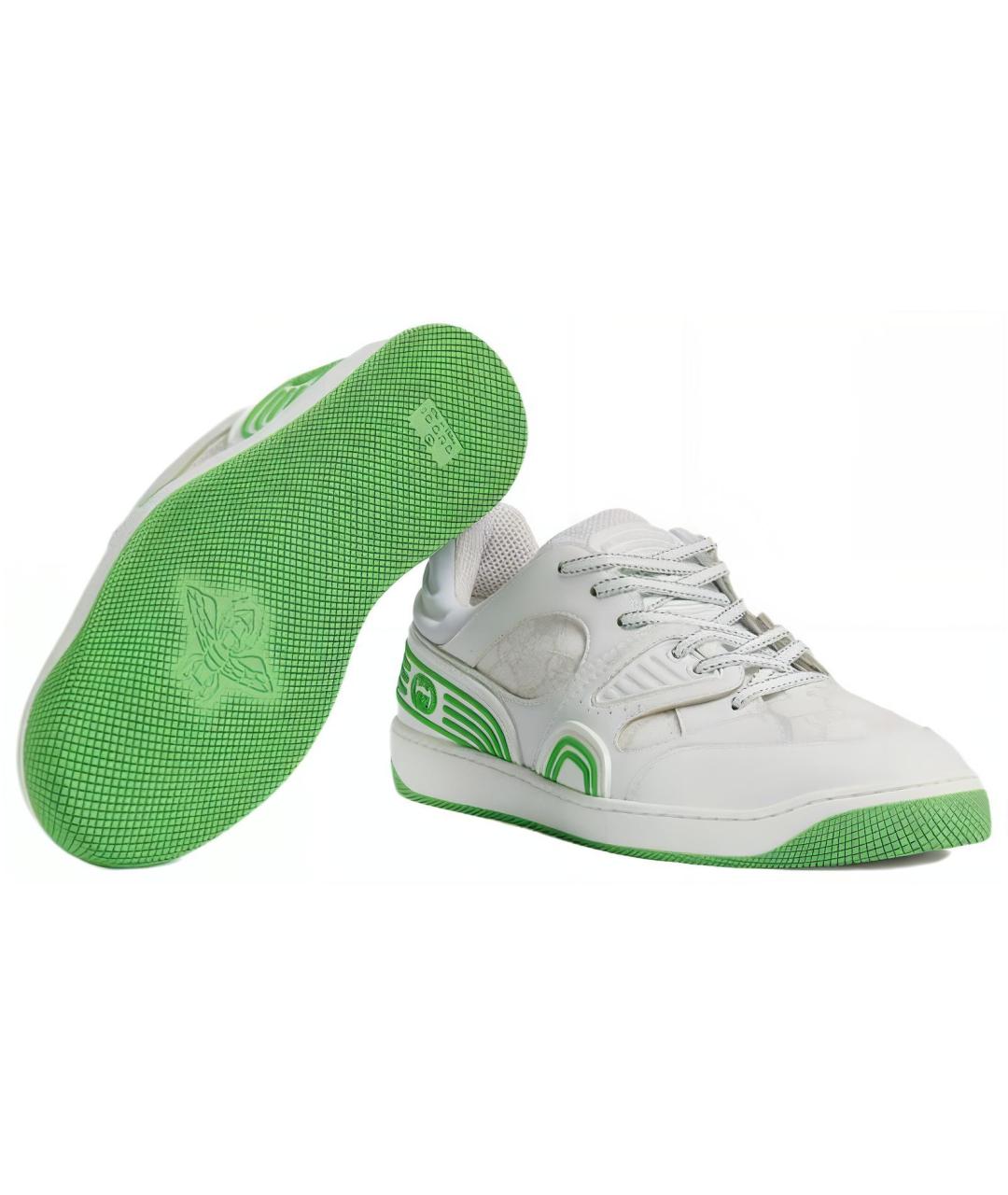 GUCCI Белые кожаные низкие кроссовки / кеды, фото 5