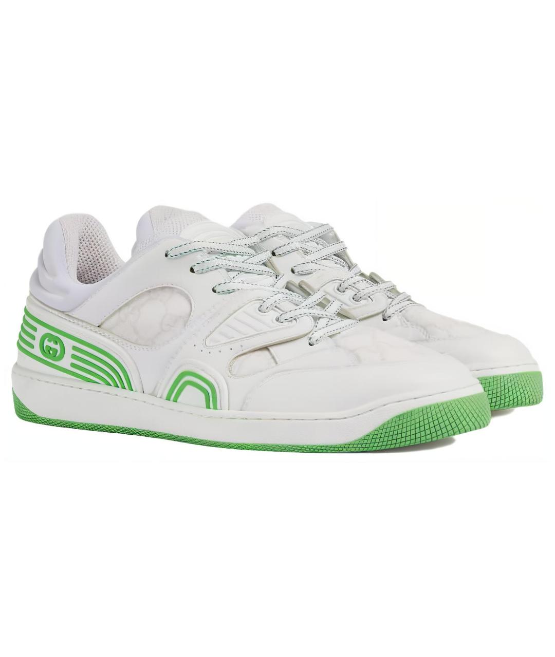 GUCCI Белые кожаные низкие кроссовки / кеды, фото 2