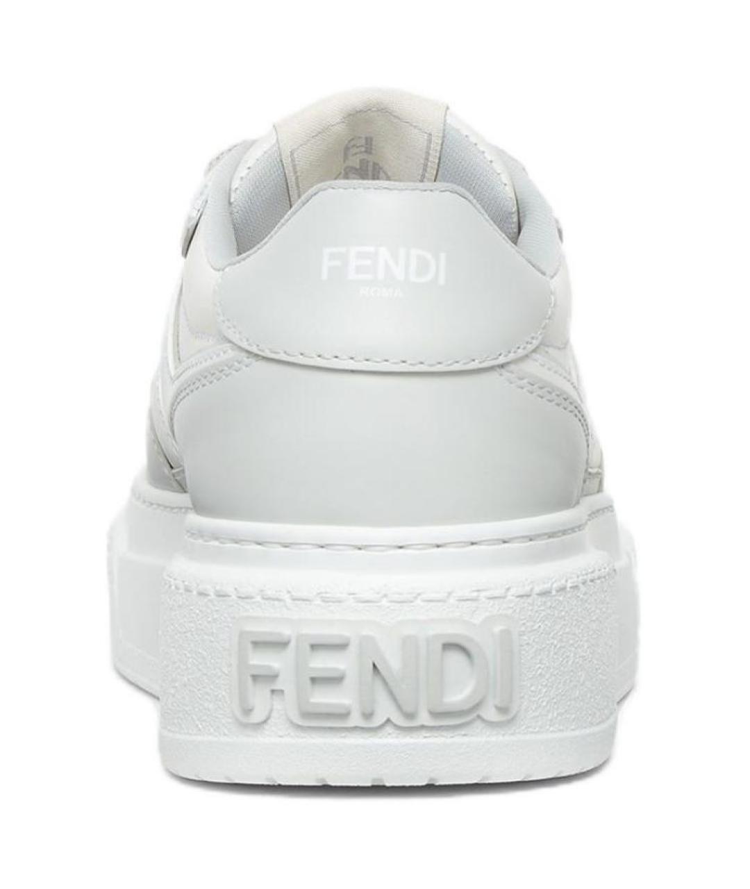 FENDI Серые кожаные кроссовки, фото 4