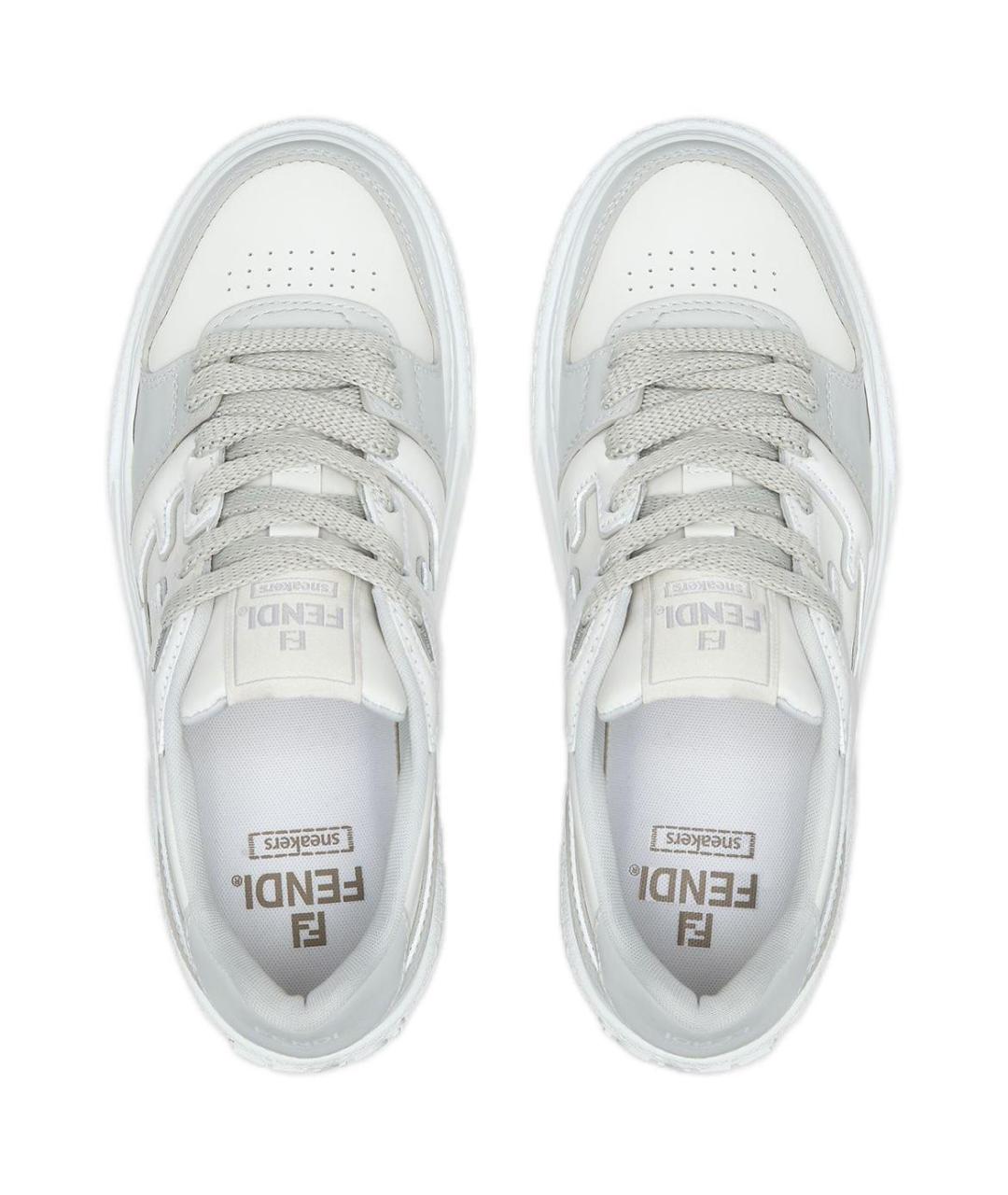 FENDI Серые кожаные кроссовки, фото 5