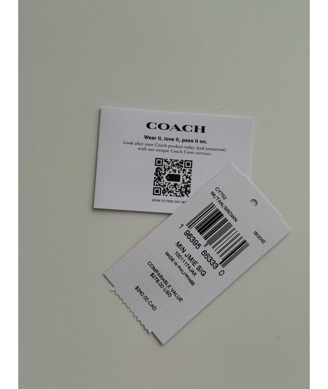 COACH Коричневая сумка через плечо, фото 7