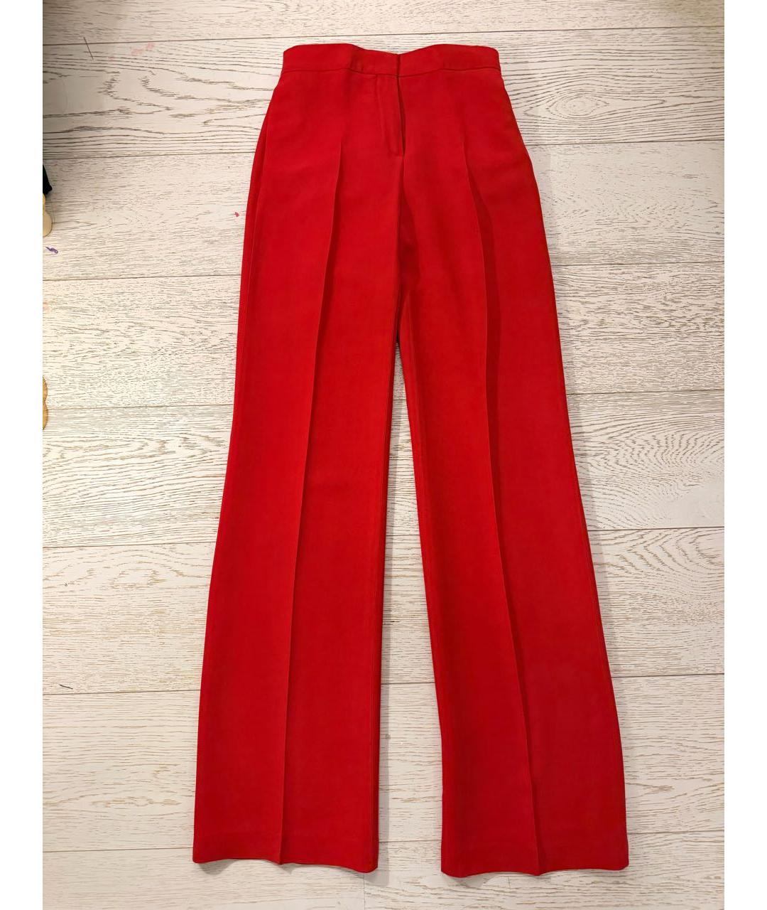 VALENTINO Красные шелковые брюки широкие, фото 8