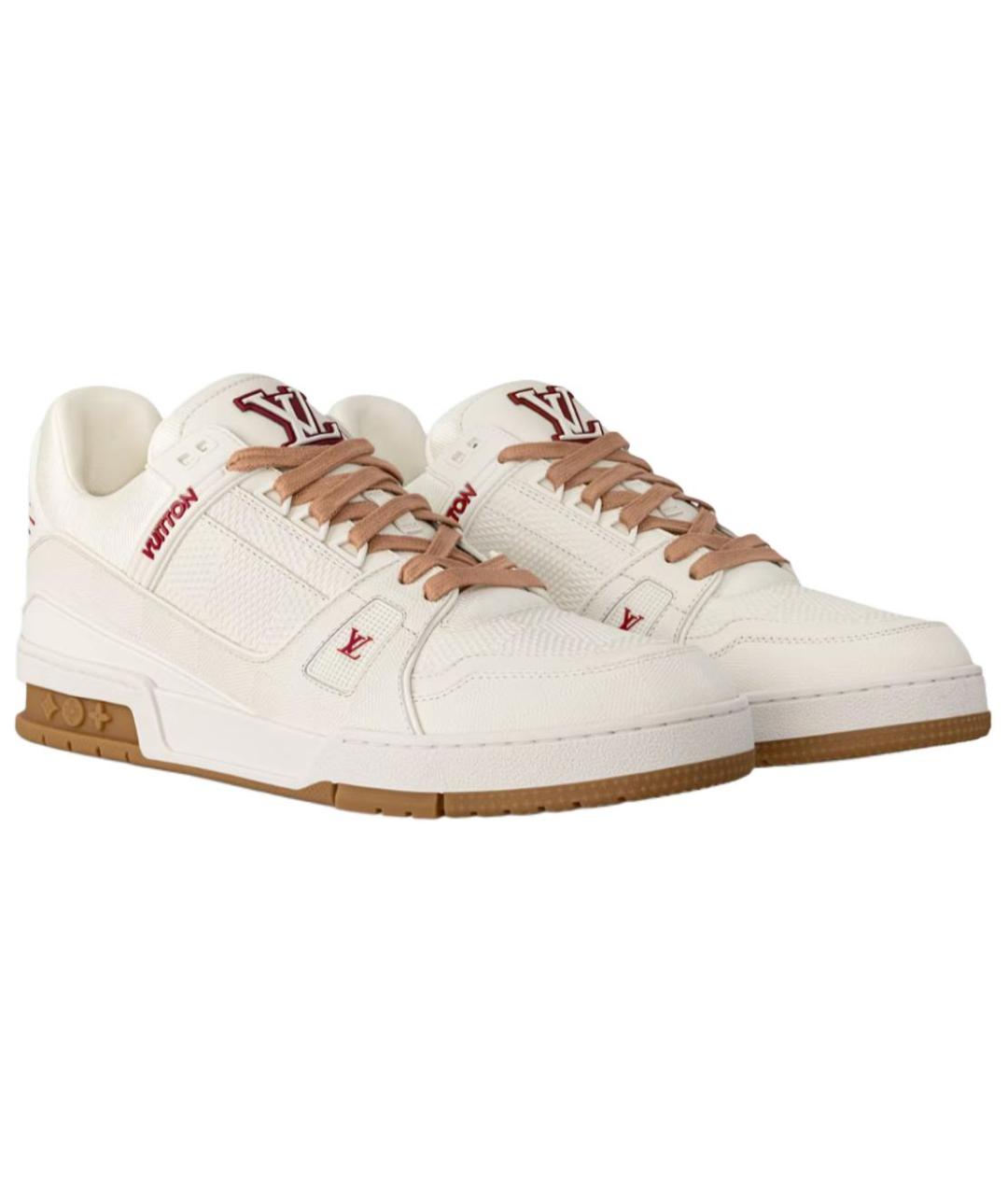 LOUIS VUITTON Белые кожаные низкие кроссовки / кеды, фото 3