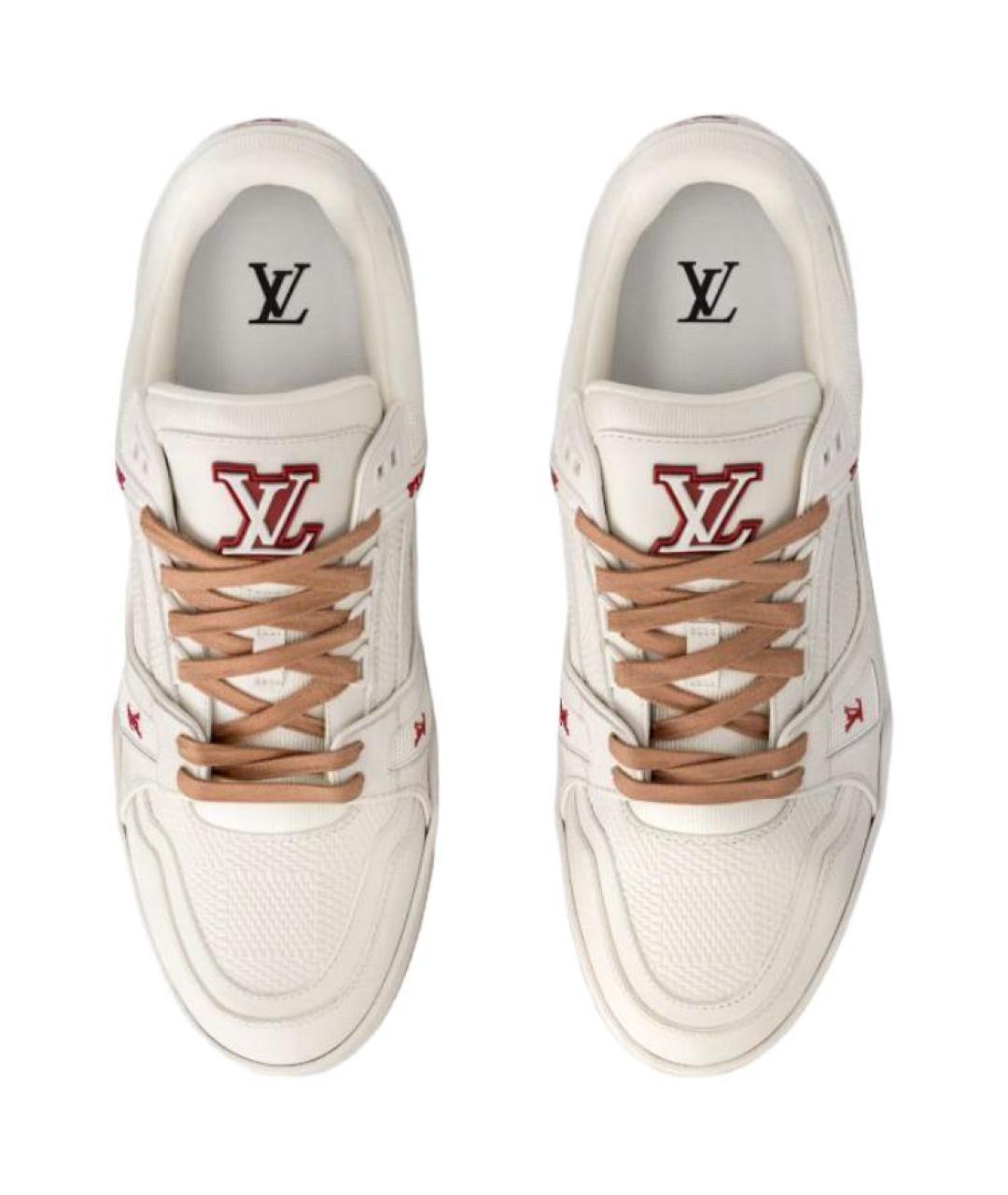 LOUIS VUITTON Белые кожаные низкие кроссовки / кеды, фото 4