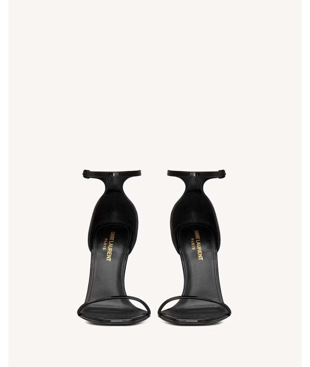 SAINT LAURENT Черные босоножки из лакированной кожи, фото 2