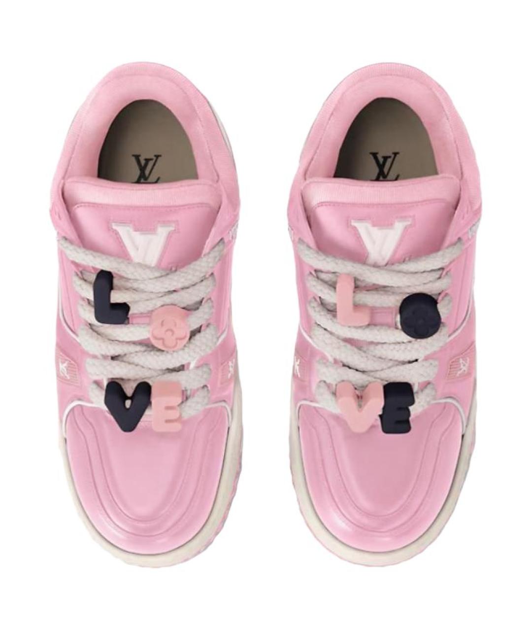 LOUIS VUITTON Розовые кожаные низкие кроссовки / кеды, фото 4