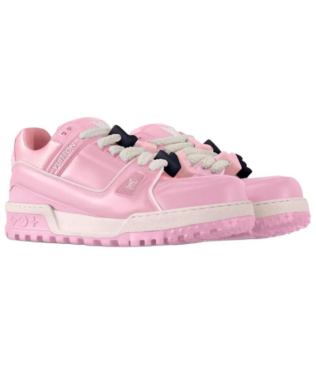 LOUIS VUITTON Розовые кожаные низкие кроссовки / кеды, фото 3