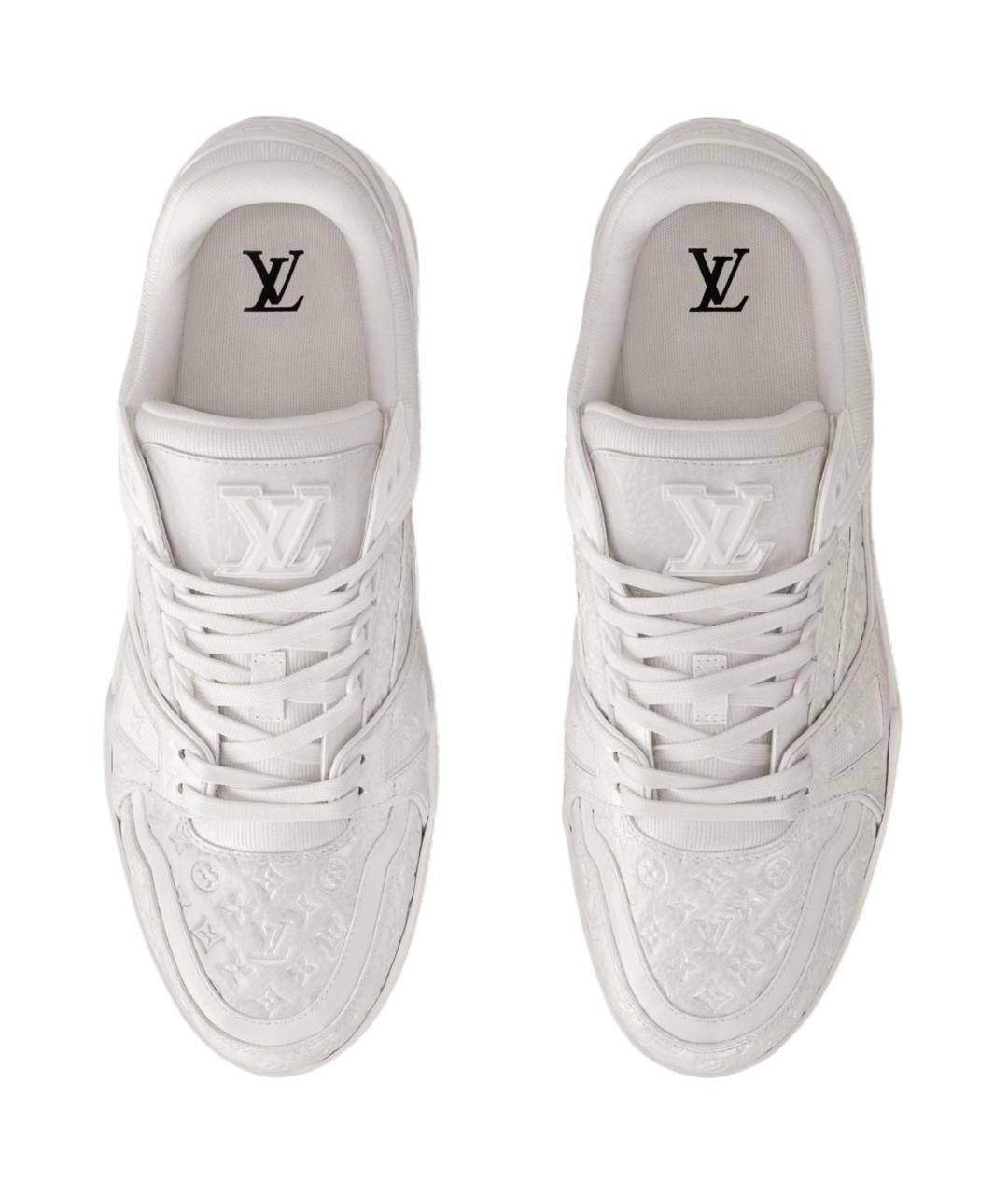 LOUIS VUITTON Белые кожаные низкие кроссовки / кеды, фото 4