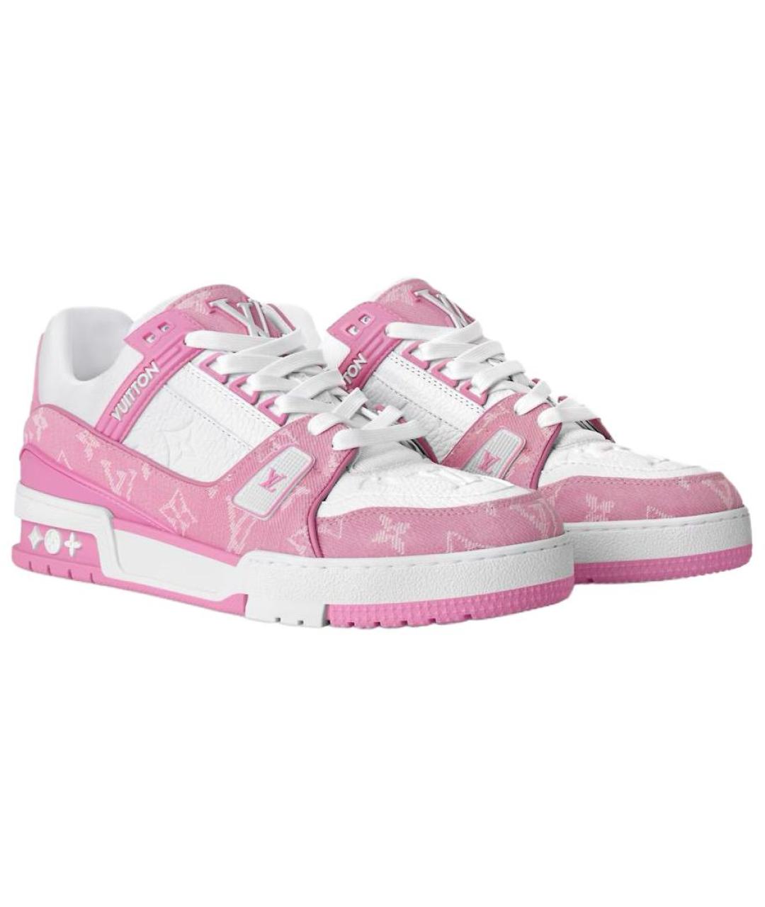 LOUIS VUITTON Розовые кожаные кроссовки, фото 3