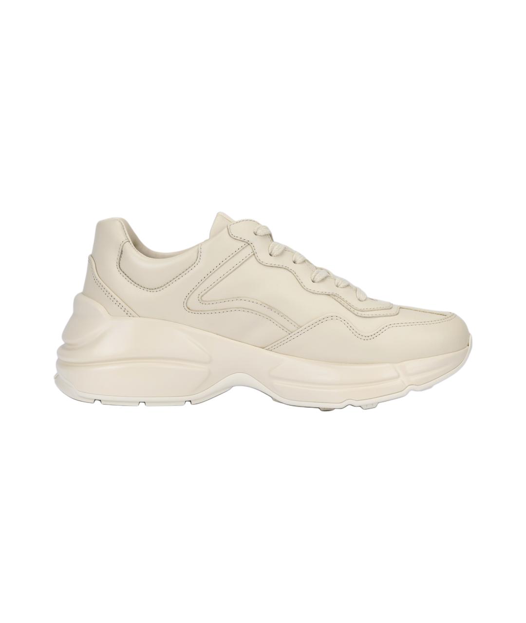 GUCCI Бежевые кожаные кроссовки, фото 2