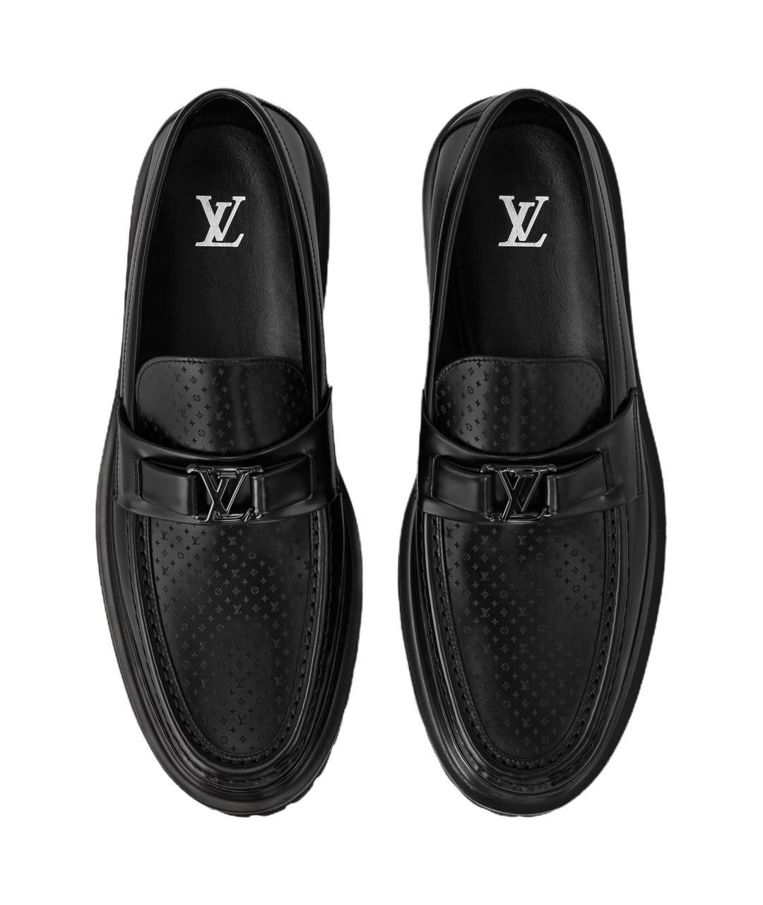 LOUIS VUITTON Черные кожаные лоферы, фото 4
