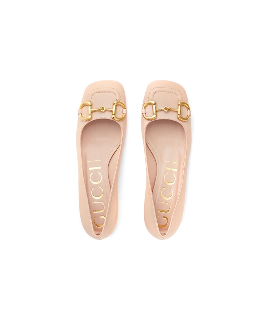 GUCCI Бежевые кожаные туфли, фото 3