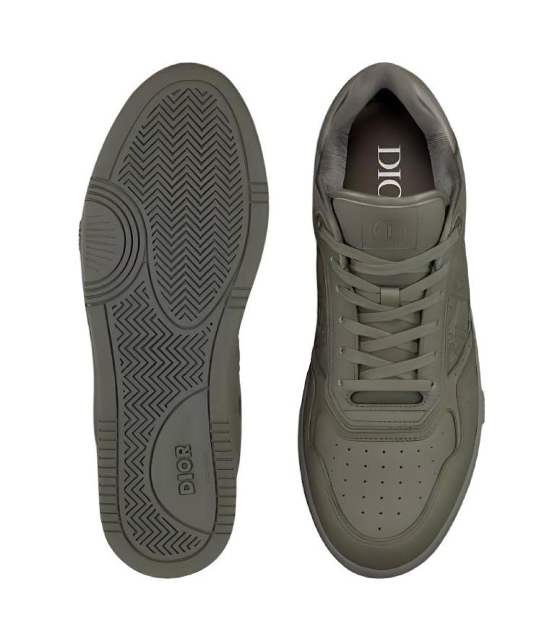 CHRISTIAN DIOR Хаки кожаные низкие кроссовки / кеды, фото 5
