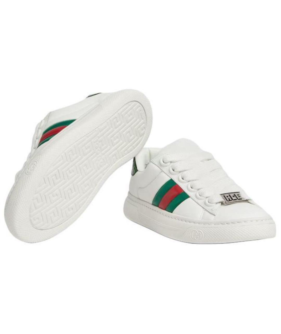 GUCCI Белые кожаные кеды, фото 6