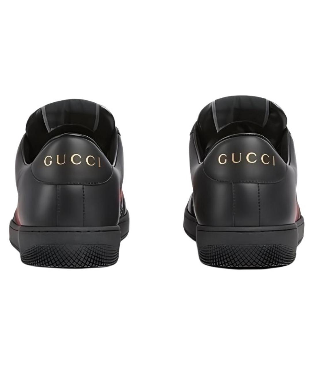 GUCCI Черные кожаные низкие кроссовки / кеды, фото 4