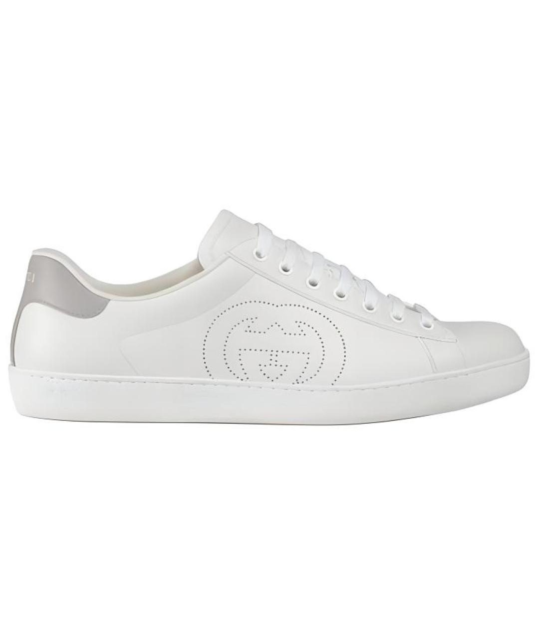 GUCCI Белые кожаные низкие кроссовки / кеды, фото 1