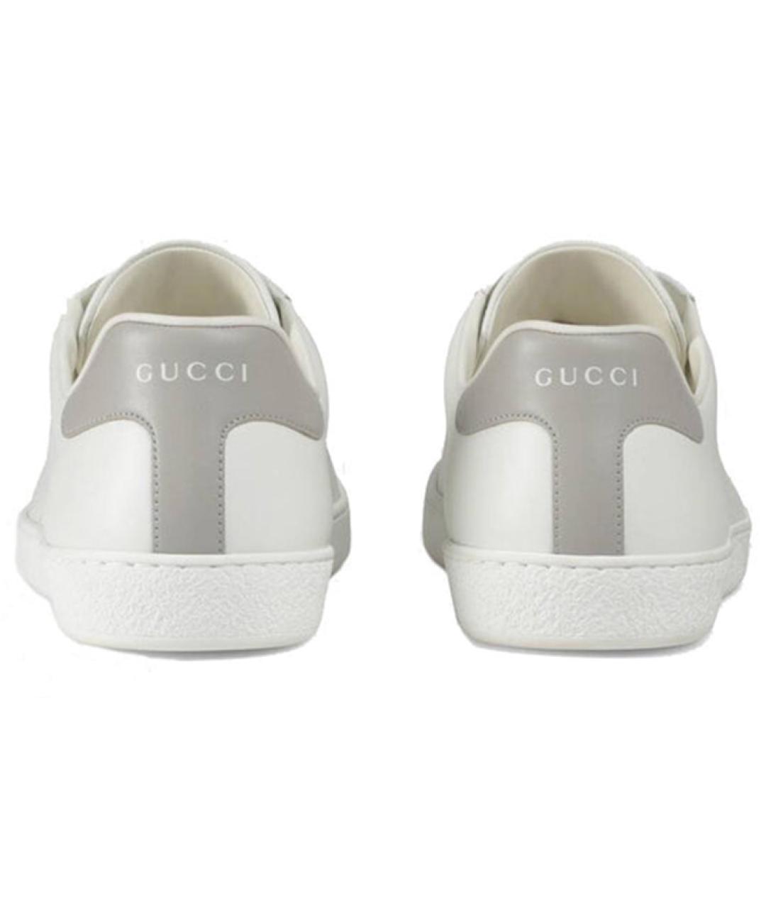 GUCCI Белые кожаные низкие кроссовки / кеды, фото 5