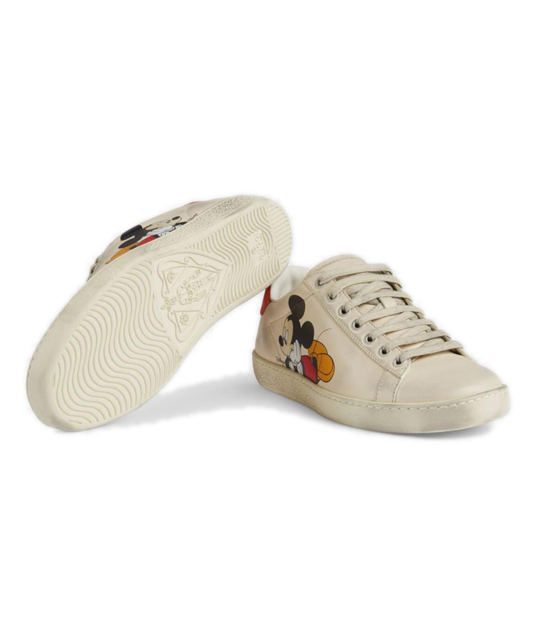 GUCCI Белые кожаные кеды, фото 5