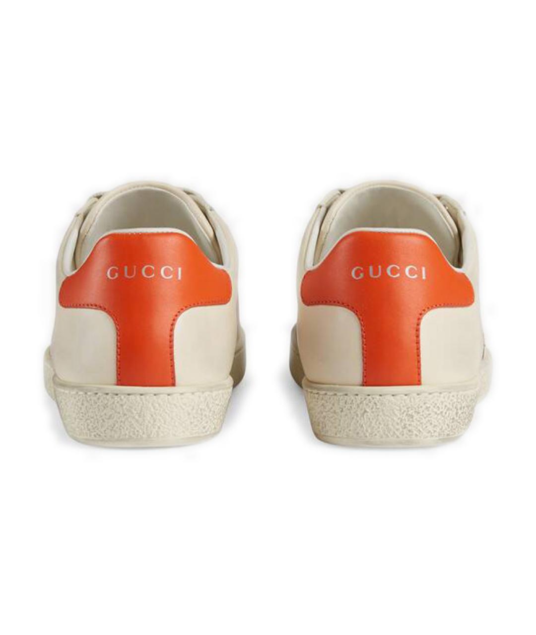 GUCCI Белые кожаные кеды, фото 4