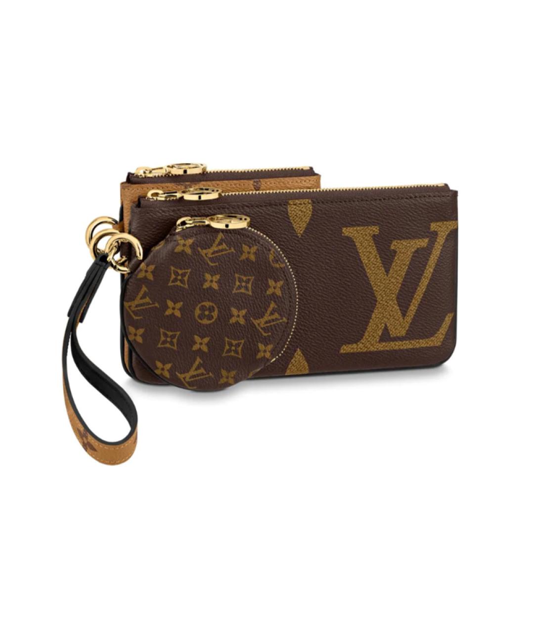 LOUIS VUITTON Коричневый кожаный кошелек, фото 2