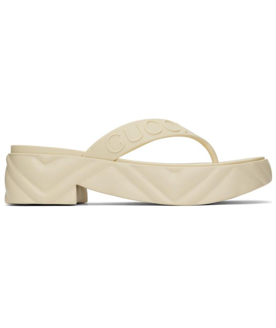 GUCCI Бежевые шлепанцы, фото 6
