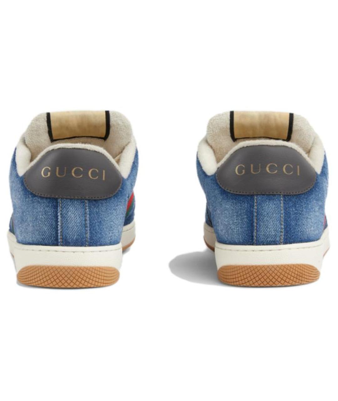 GUCCI Синие текстильные низкие кроссовки / кеды, фото 5