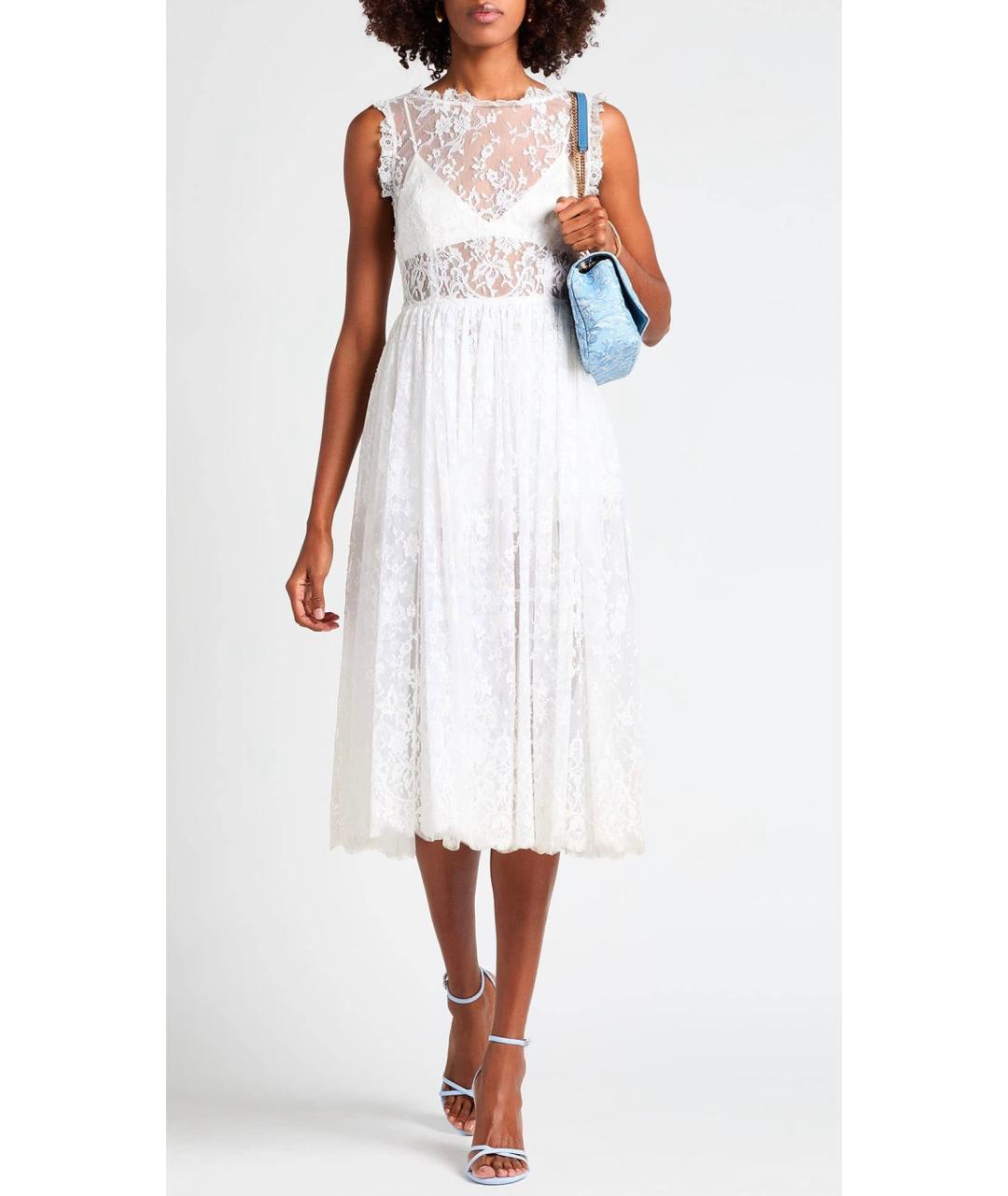 DOLCE&GABBANA Белое хлопковое коктейльное платье, фото 2