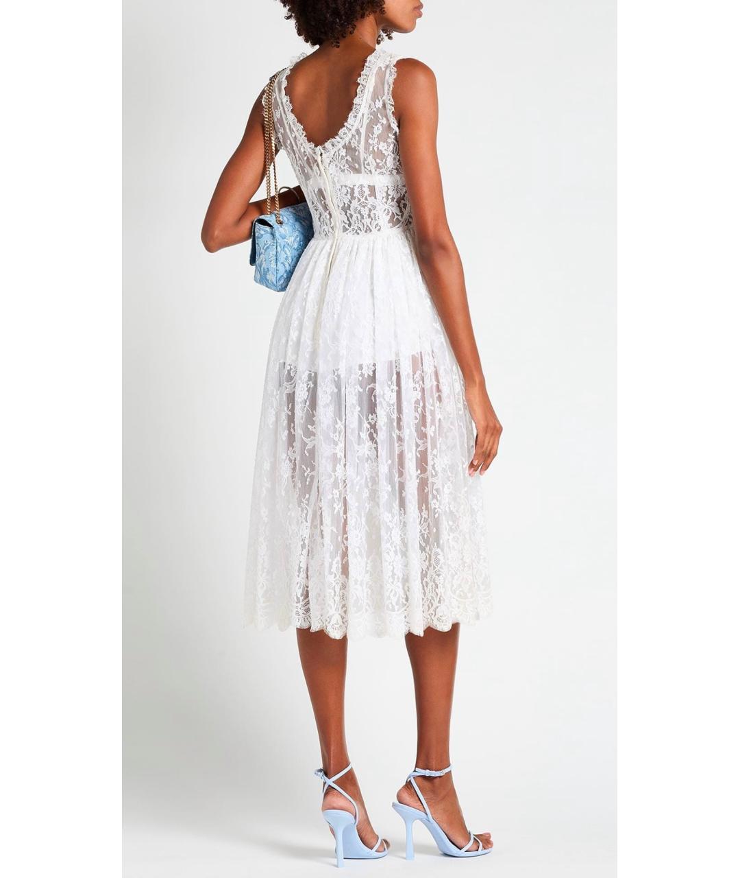 DOLCE&GABBANA Белое хлопковое коктейльное платье, фото 3