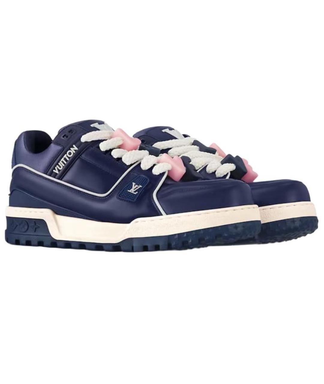 LOUIS VUITTON Синие кожаные низкие кроссовки / кеды, фото 3