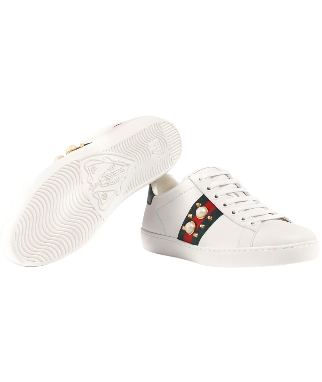 GUCCI Белые кожаные кеды, фото 5