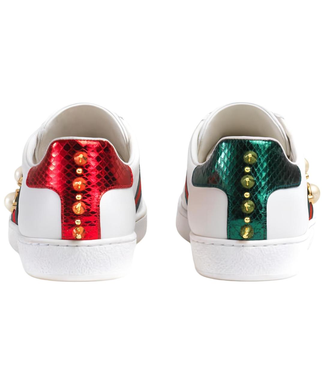 GUCCI Белые кожаные кеды, фото 4