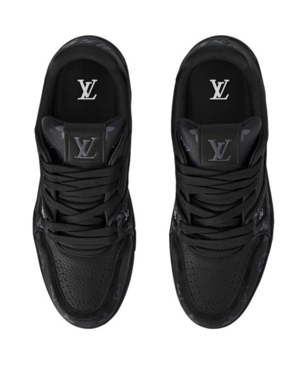 LOUIS VUITTON Черные кожаные низкие кроссовки / кеды, фото 4