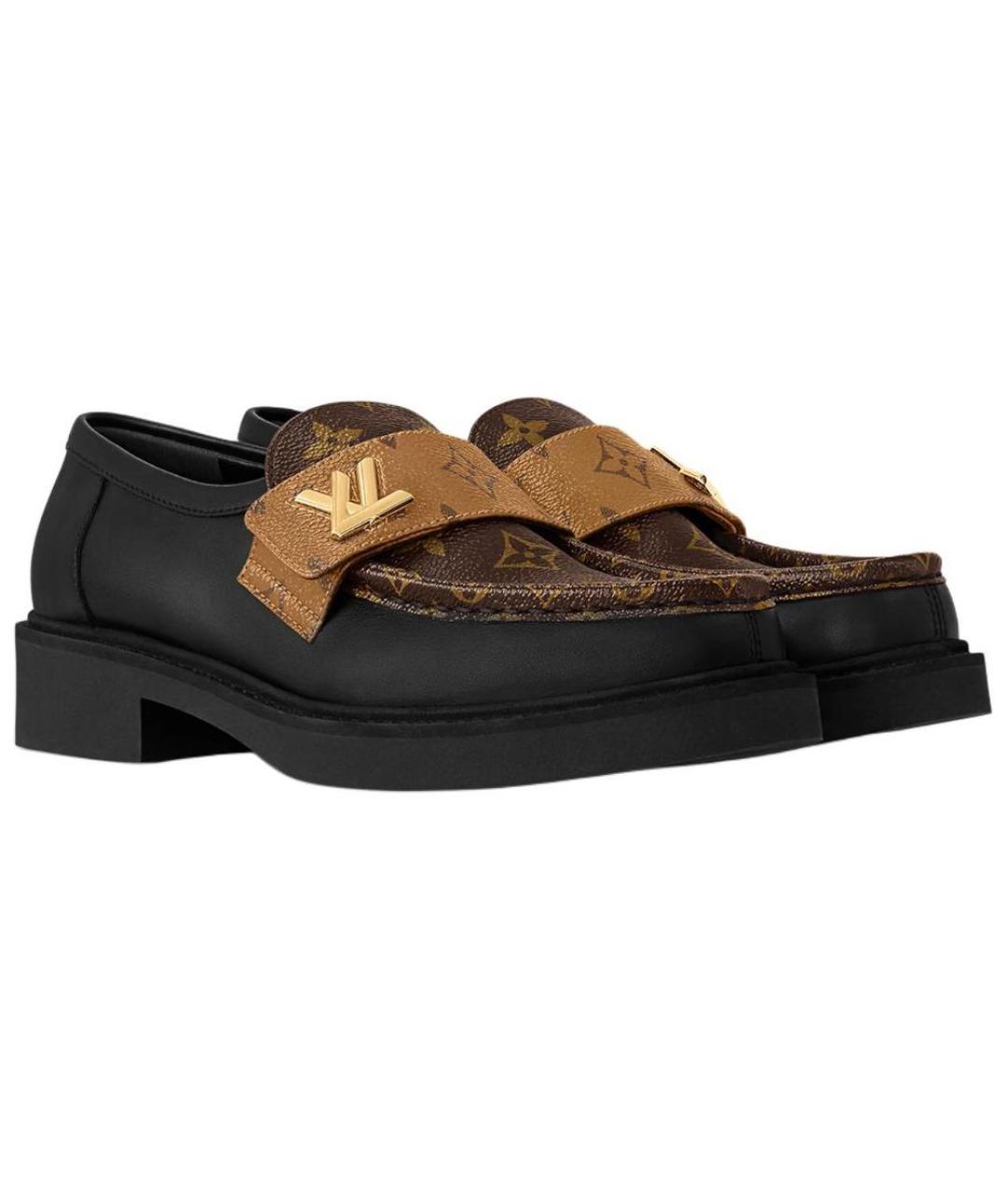 LOUIS VUITTON Черные кожаные лоферы, фото 4